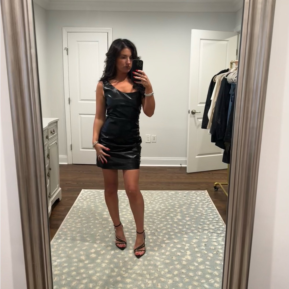 Superdown Lennon Faux Leather Dress in Black